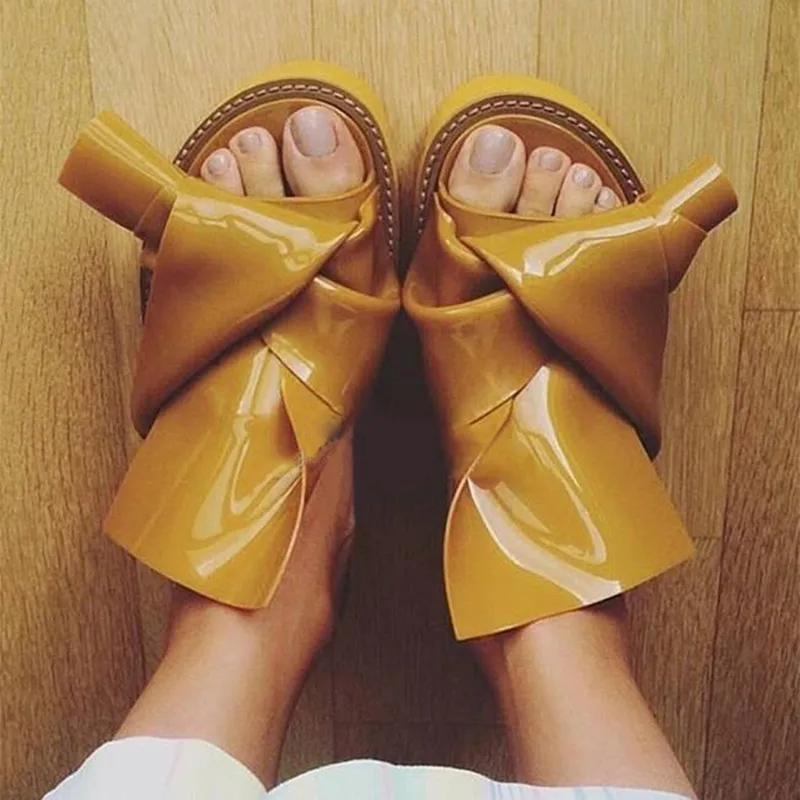 

High Platform Women Slippers Knot Fashion Street Style Outside Slides Cool Summer Women Sandals Flatforms Slip On Casual Sandals