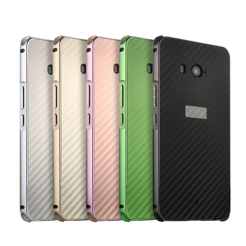 

Phone Case For HTC U11 Cover Luxury Aluminum Metal Frame Bumper Case For HTC U11 Carbon Fiber Back Cover for HTC U11 Case 5.5''