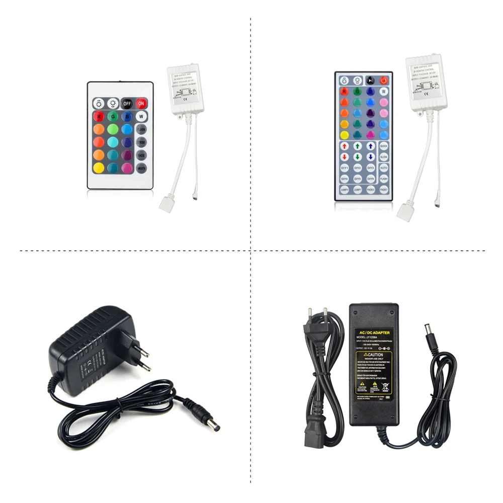 

1Pcs LED Strip Light Accessoires 24key 44key RGB Remote Controller 12V US UK EU 3A / 5A Power supply Adapter For 5050 3528 2835