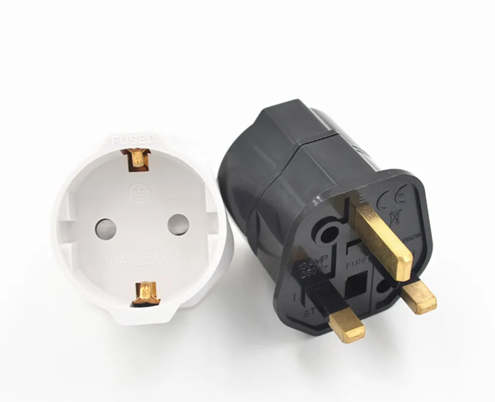 

UK plug adapter 5x5x7cm 250V European Euro EU Sockets 2 Pin to UK 3 Pin Plug Adapter Travel Mains Adapter converter plug