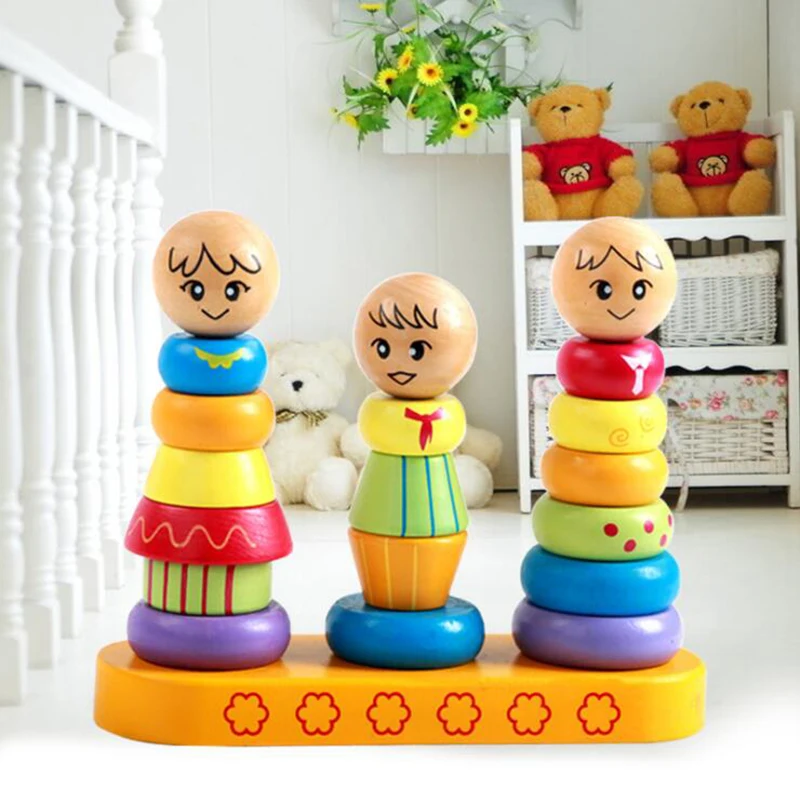 

2017 New Woodren Designer Colorful Stackers Tumbler Wooden Toys Building Bricks Educational Kids Toys For Children Girls Boys