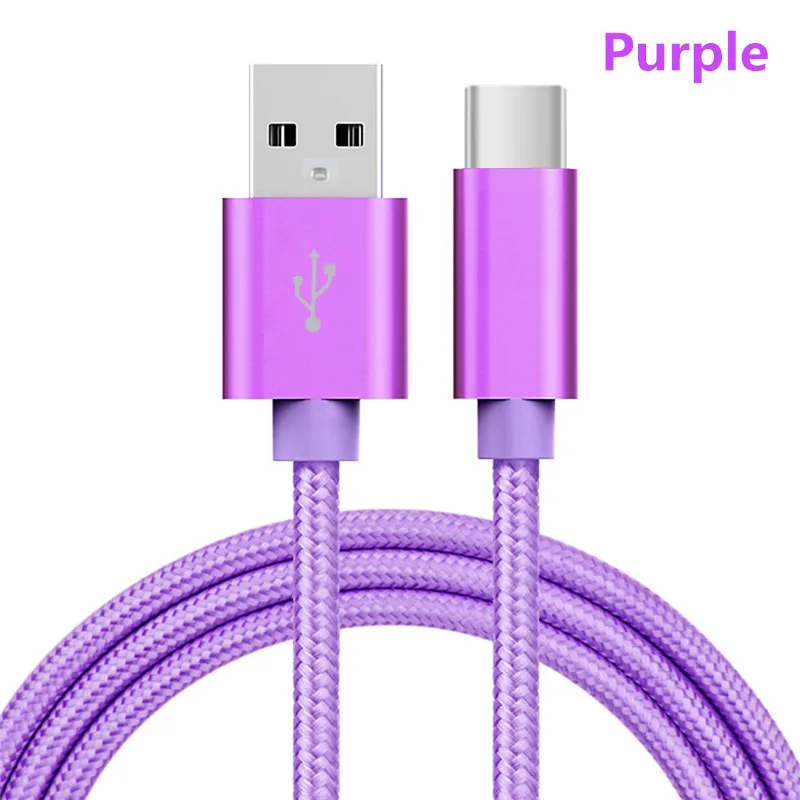 Зарядный кабель для Samsung S10/LG G6/Huawei mate 20/Xiaomi 8 redmi note7/OPPO R17/vivo NEX фиолетовый 5 В 2 4 А USB C