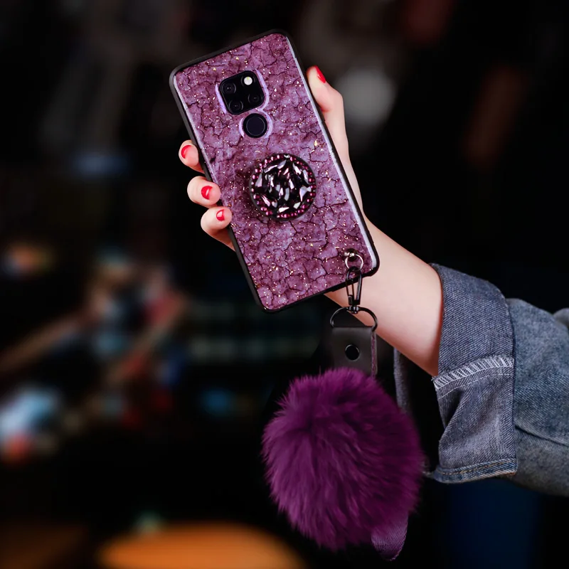 Чехлы для телефонов huawei Honor 7C Enjoy 8 задняя крышка силиконовый держатель Чехол; защитный чехол Y7 Prime Coque Cover Honor 7X чехол - Цвет: Фиолетовый