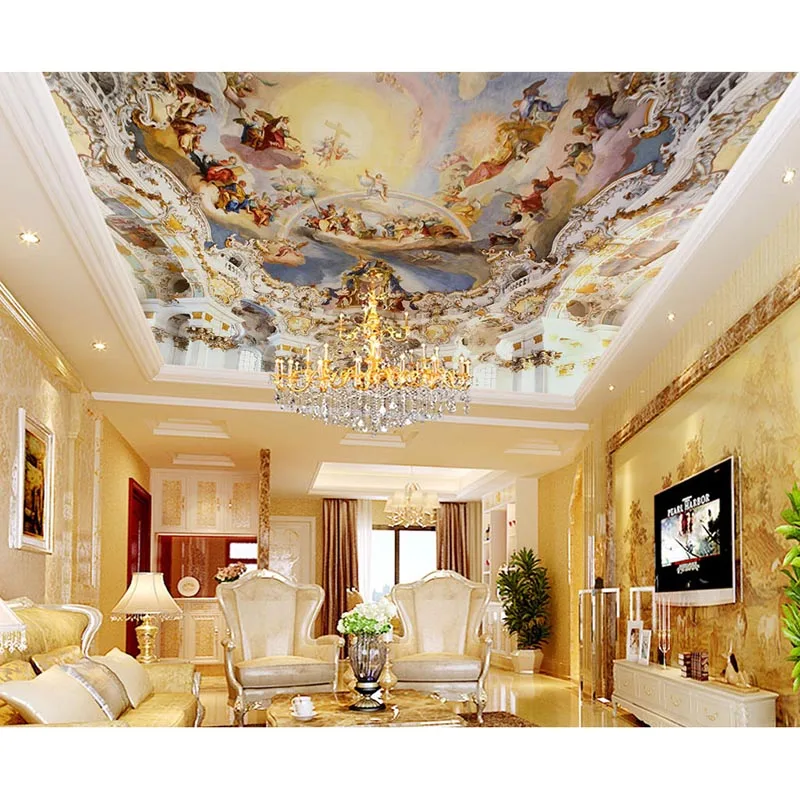 

Luxury Room Decor 3D Royal Zenith Murals Ceiling Wallpaper Europe Style Wall papers For Room Hotel Background Non-woven #188