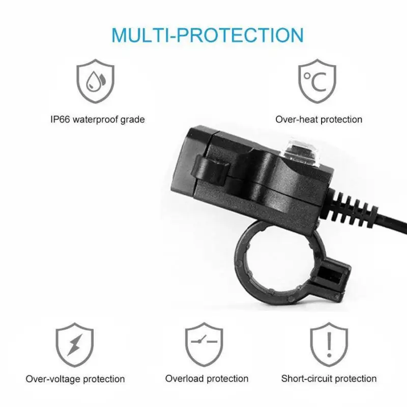Двойной USB мотоцикл зарядное устройство на руль с водонепроницаемая крышка 2x кронштейн 5 V 3.1A для мопеда скутера ATV заднего зеркала запчасти