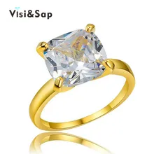Visisap Large Stone Ring 8ct Big Cubic Zirconia Rings for women wedding Trendy Jewelry luxury Accessories