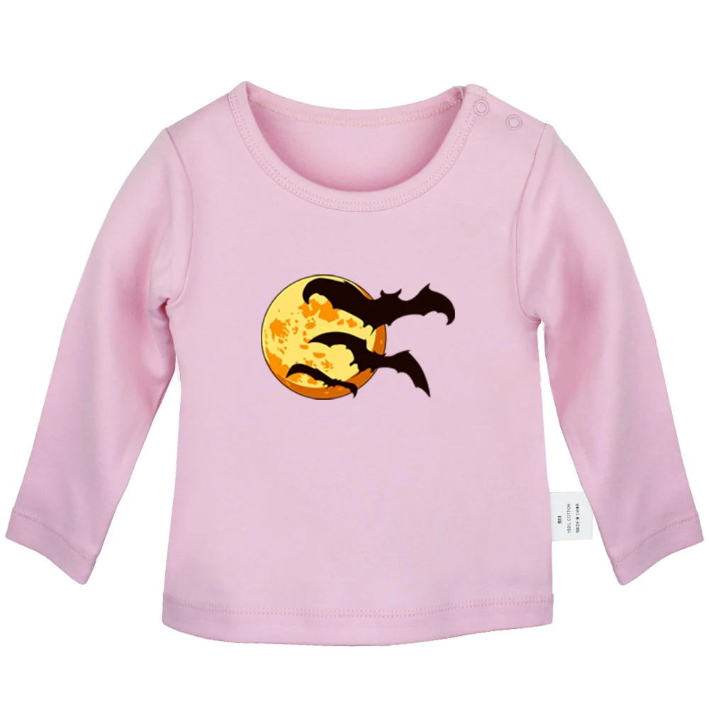 Halloween Black Bat Flying Witch evil pumpkin lantern Newborn Baby T-Shirts Toddler Graphic Long Sleeve Solid color Tee Tops |