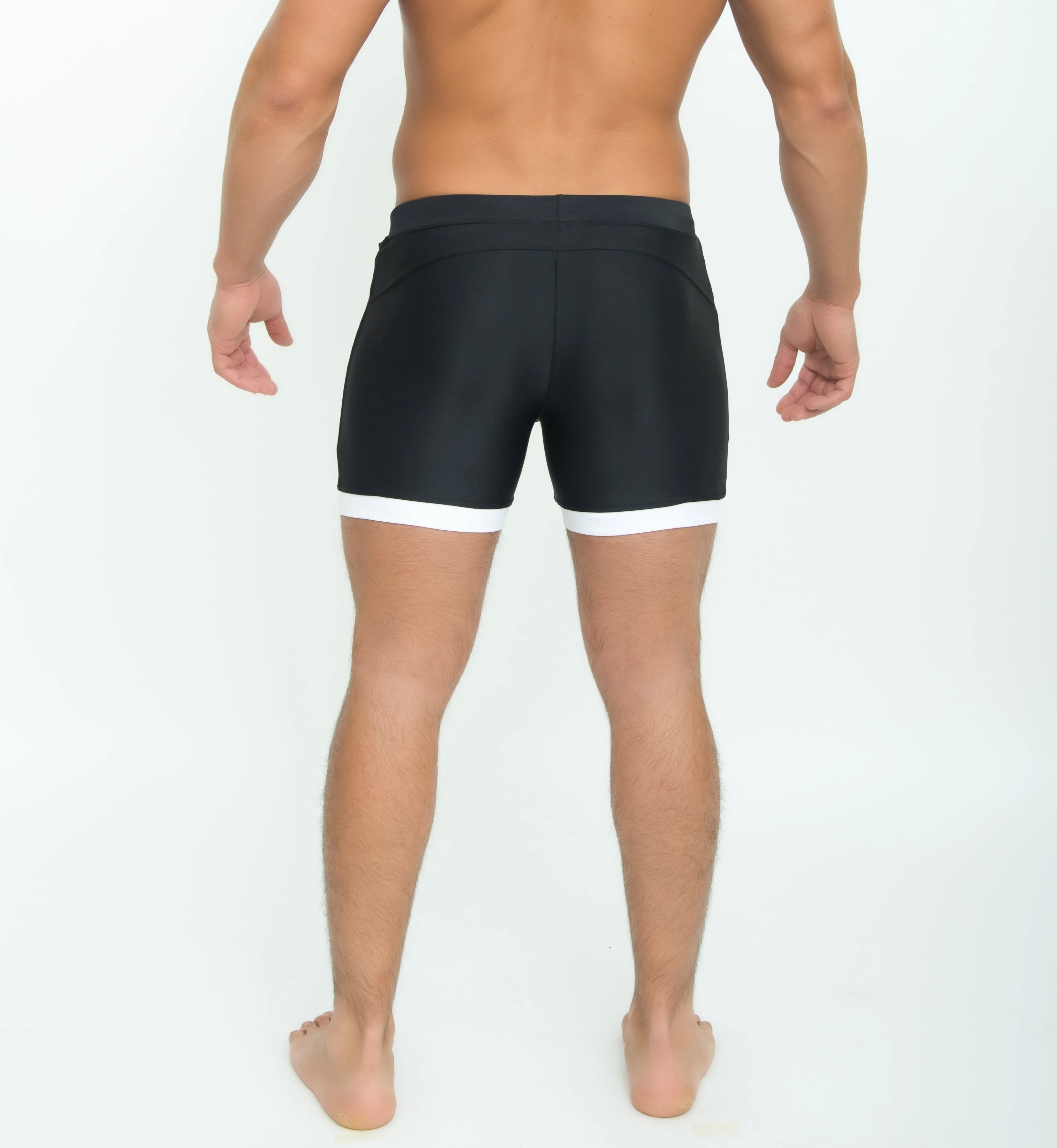 Taddlee бренд для мужчин's купальники для малышек сплошной черный цвет одноцветное традиционные длинные купальники доска пляжные шорт