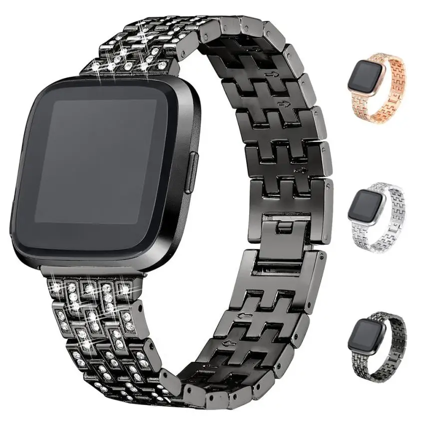 Crystal Aluminum Alloy Watch Band for Fitbit Versa Smart Watch