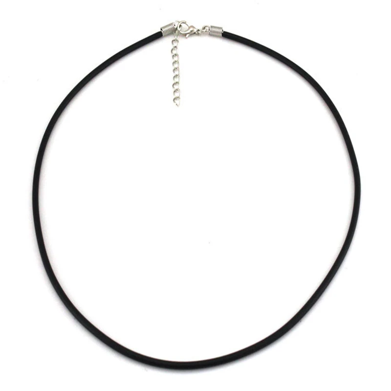 _ Веревка 2 мм черное ожерелье из искусственной кожи на шнурке серебряная - Фото №1
