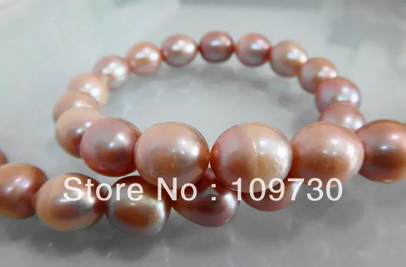 

Jewelry 001534 HUGE 12*16MM AUSTRALIAN SOUTH SEA GOLD LAVENDER PEARL NECKLACE 14KGP
