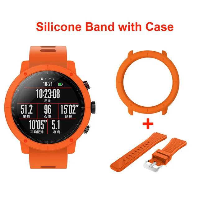Силиконовые часы группа ремешок с тонкий корпус рамка для Xiaomi Huami Amazfit Strato спортивные часы 2 браслет полный защитный чехол новый