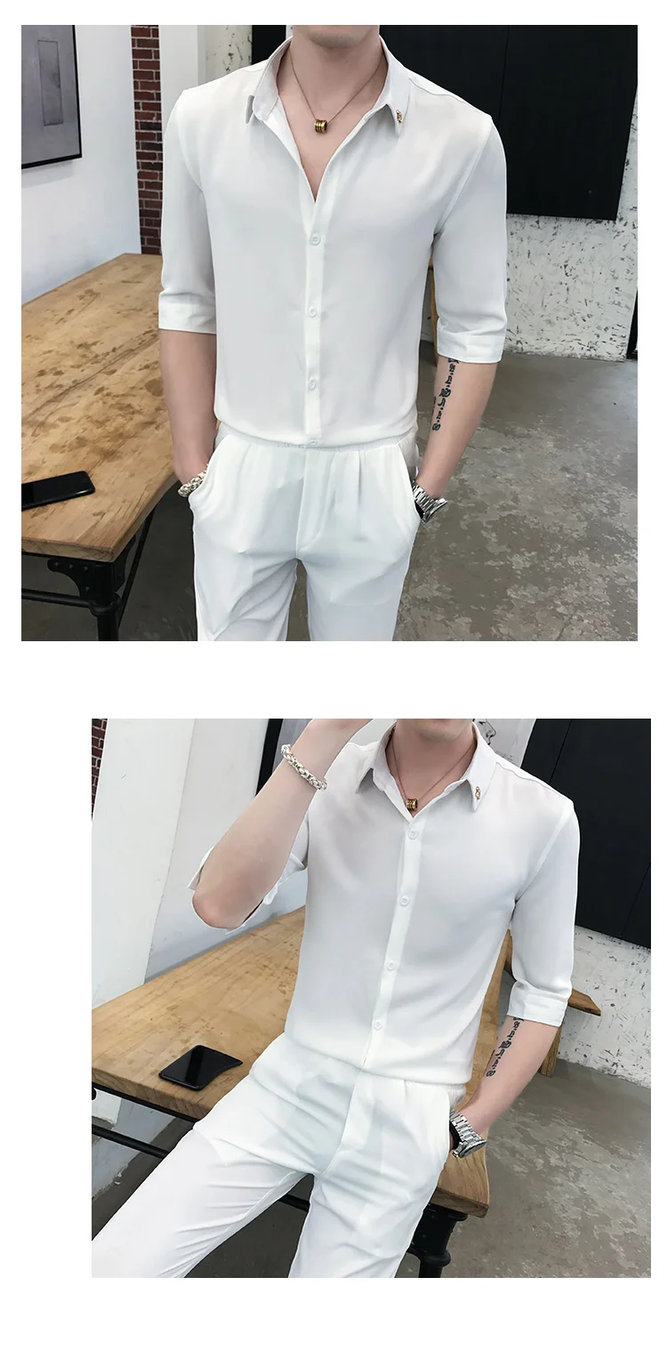 Летние ансамбль Ete Homme Slim Fit желтые рубашки и брюки для девочек модные Calcas Moletom розовое платье на выпускной синий Ropa Para Hombre повседневное