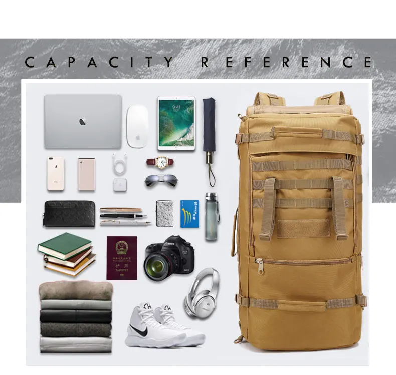 Bolsa de Caça Náilon à Prova Bolsa de Esportes ao ar Livre Militar Tático Acampamento Portátil Molle Mochila Oxford Dwaterproof Água 60l 14 Cheap Mochilas escal.