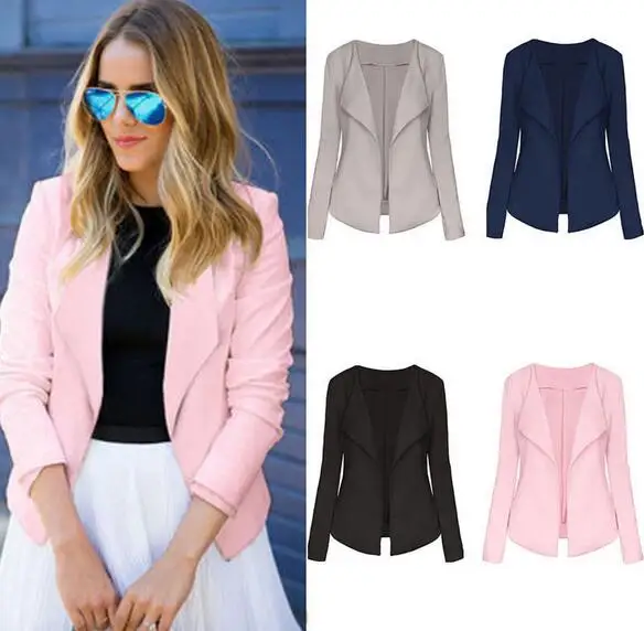 

2018 Autumn new Korean women's jacket Slim long-sleeved solid color one button women's blazers
