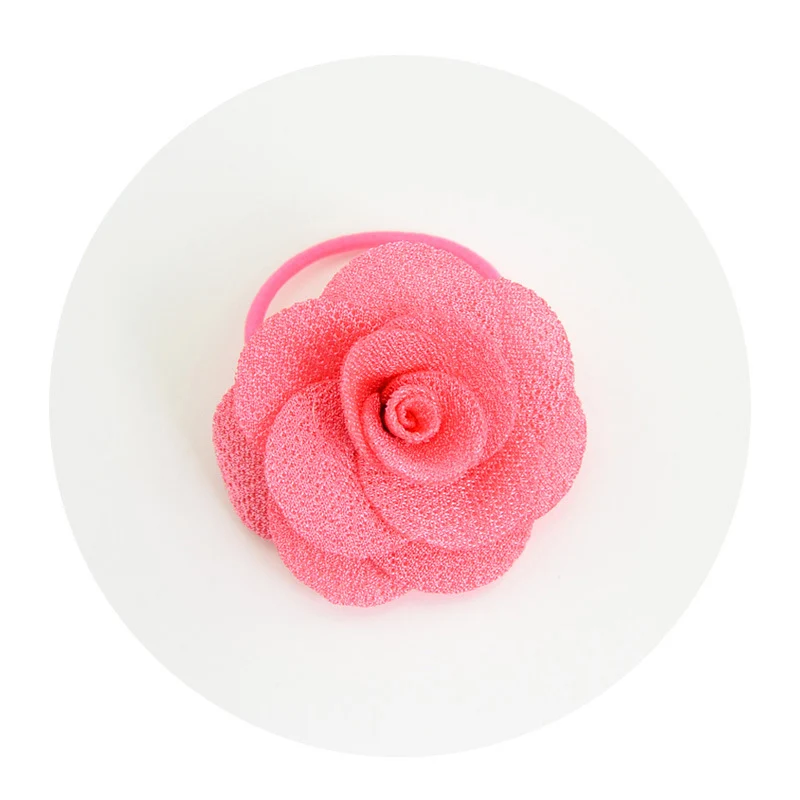 Модные цветочные аксессуары для волос из ткани корейские Многослойные очаровательные большие розовые эластичные резинки для волос - Цвет: 3 Rope