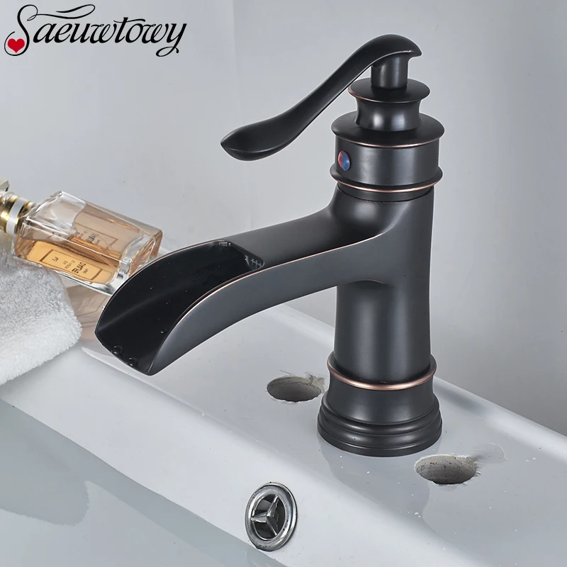 

ORB Waterfall Bathroom Basin Faucet Single Handle Faucets Hot and Cold Water Mixer Faucet