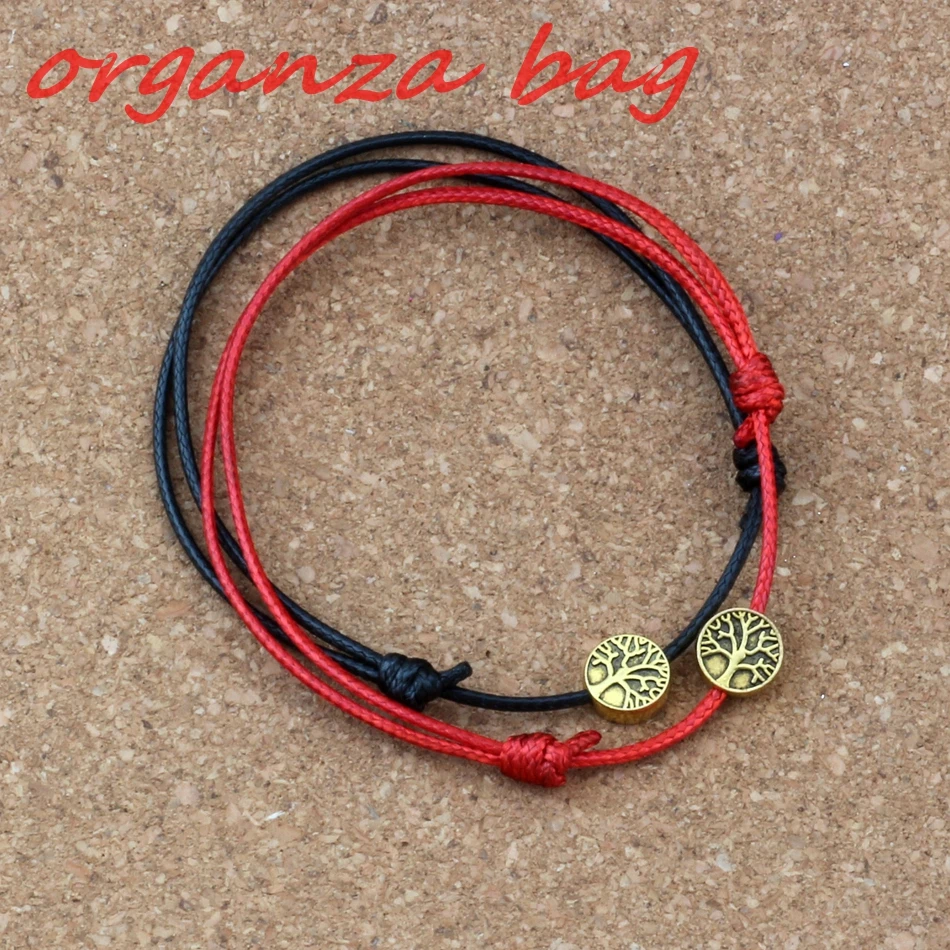 4PCS Alloy Tree of Life beads Adjustable Korea Waxed Cord Bracelets (red &amp black ) B-73 | Украшения и аксессуары