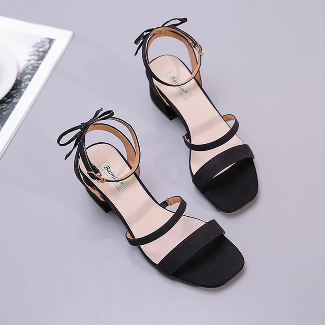2018 Women Beige Pink Sandals Flock Comfortable Low Square Heels 2018 Women Beige Pink Sandals Flock Comfortable Low Square Heels Wedges Beach Femme Dressy