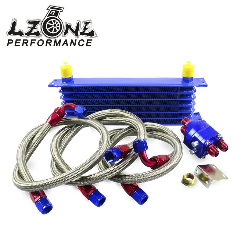 LZONE - Universal OIL COOLER 7Row 10AN Aluminum Engine Transmission Oil Cooler Relocation Kit JR5107B+6724BR+3PCS | Автомобили и