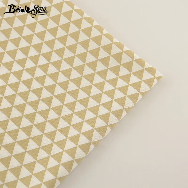 

Booksew High Quality Coffee Triangle Design100% Cotton Twill Fabric Home Textile Sewing Material Tela For Bedding Doll Crafts