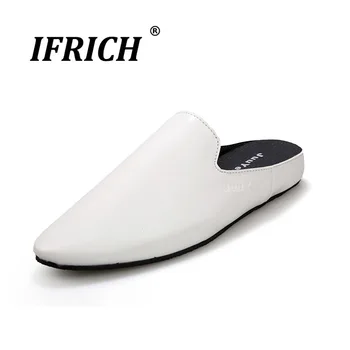 

Summer Flats Shoes Men Casual Original White Black Male Shoes Slip-on Mens Muller Shoes Wearable Half Drag Youth Casual Footwear