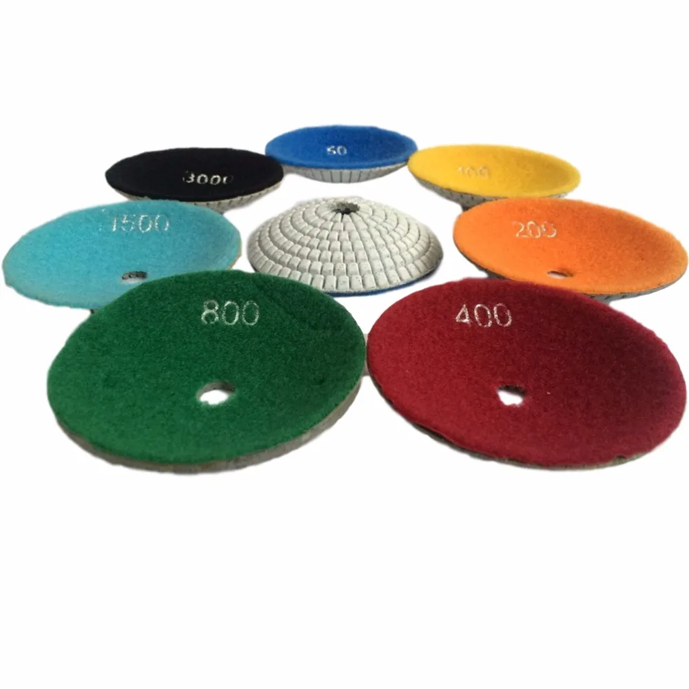

Convex Wet Diamond Polishing Pads 7 Step Bowl Shaped 4 Inch 100mm Concave Sink or Ogee Edge on Granite Marble Stone