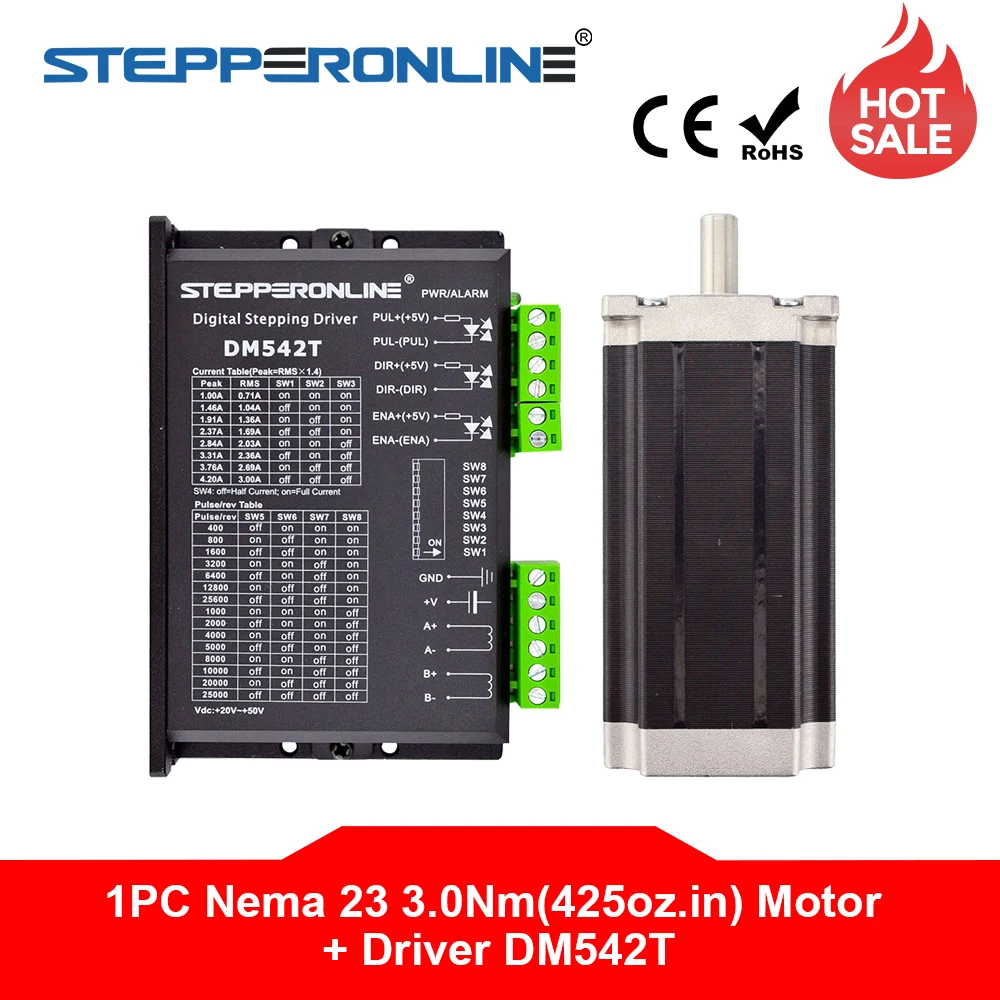 

1 Axis Stepper CNC Kit 3.0Nm(425oz.in) Nema 23 Stepper Motor & Driver