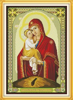 

DMC Printed Cross Stitch Patterns Madonna-and-Child DIY Needlework 14CT 11CT Counted Cross Stitch Kits for Embroidery Home Decor