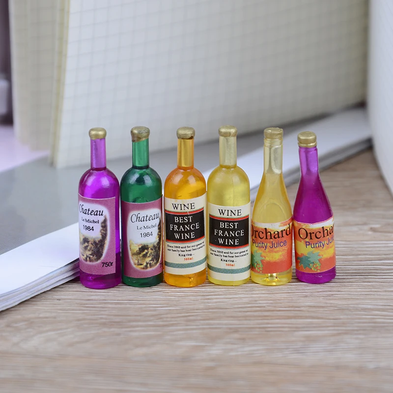 7 шт./компл. Мини DIY Кухня комнаты черный+ бутылки вина для миниатюры Кукольный дом 1:12 Кукольный дом мини мебель модель миниатюрный
