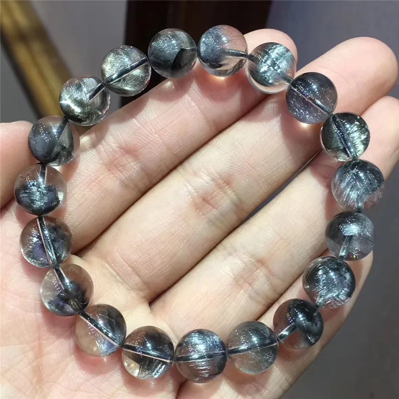 Natural Brookite Platinum Silver Rutilated Quartz Bracelet  (4)