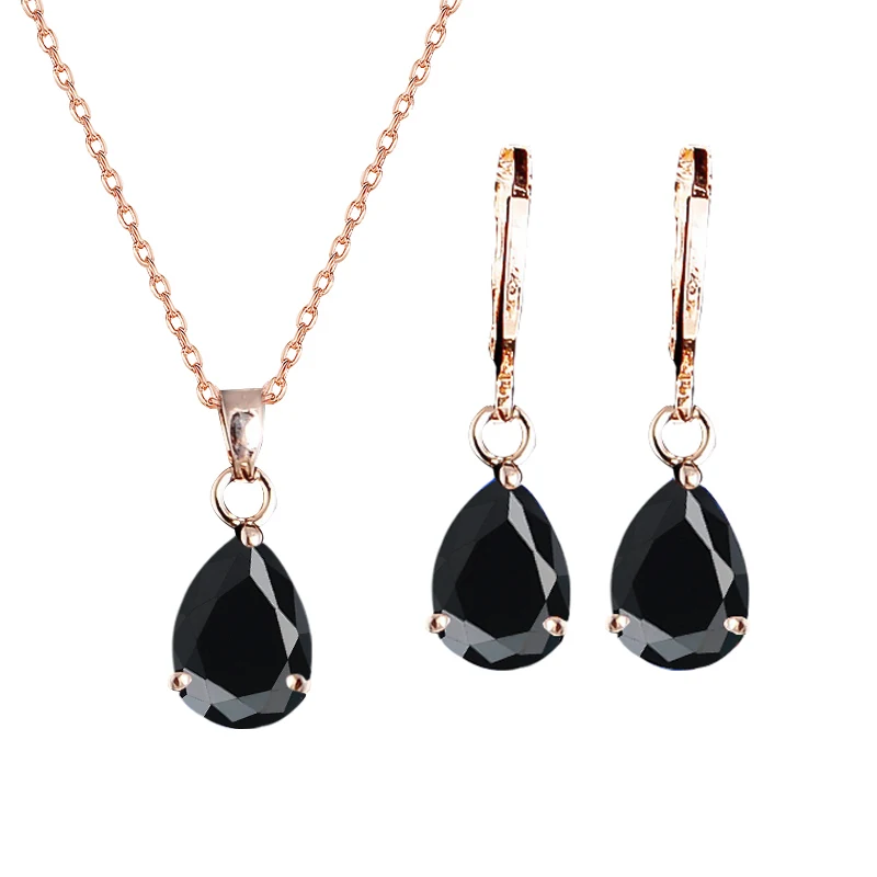 Комплект из колье и серёг с фианитом|earrings set for women|wedding jewelry setsnecklace earring |