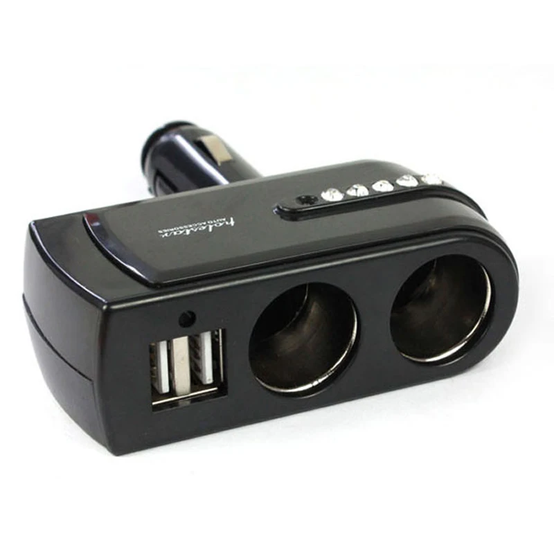 

2 USB Charger Supply Double Sockets Car Cigarette Lighter Extender Splitter Car Charger Automotive Electronics Accessorie
