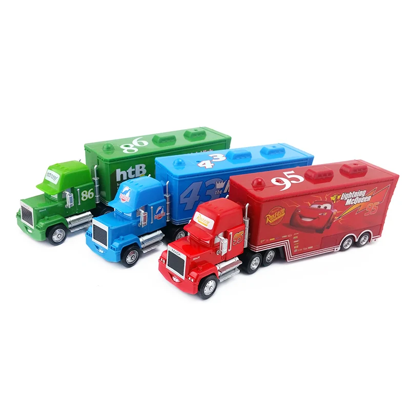 Disney Pixar Cars Mack Lightning McQueen& Чико Хикс& Король& Сказочный Хадсон грузовик игрушечный автомобиль 1:55 подарок для детей - Цвет: Mack Set