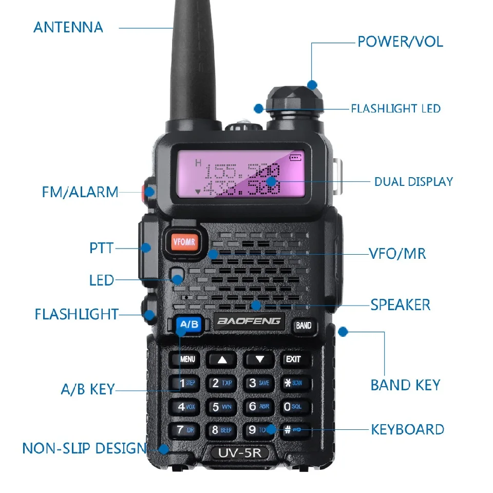 Baofeng портативная рация 8 Вт 10 км два диапазона UV 5R Ham двухстороннее радио VOX фонарик