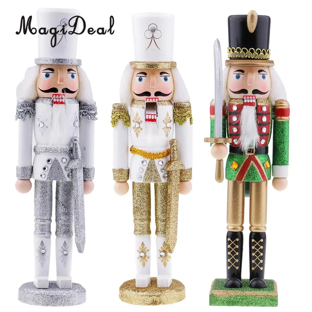 3x Christmas Walnut Soldiers Tabletop Nutcracker Soldier Ornament