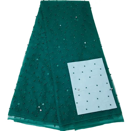 Новая африканская кружевная ткань высокого качества зеленый шнур кружевная гипюровая кружевная ткань для вечернего платья. Нигерийская бисерная кружевная ткань XY448B - Цвет: as picture
