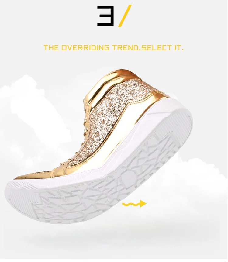 Brand Men Shoes 2018 Fashion Sequined Men Boots Bling Side Zipper High Top Shoes Man Casual Flat dancing street Hip hop Shoes (2)