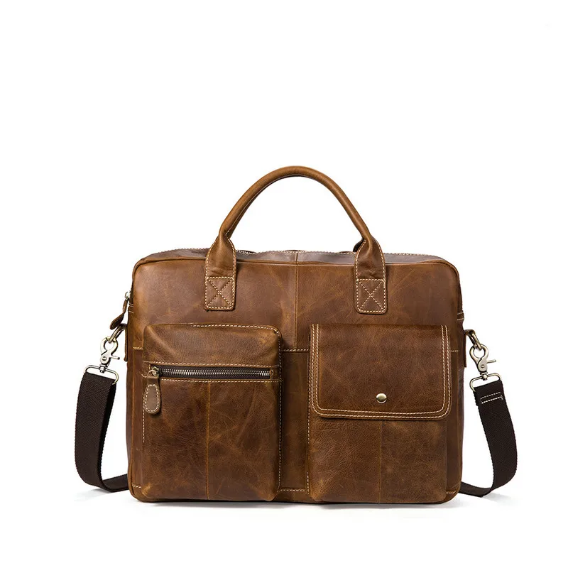 Men/'s Casual Briefcase Leather Shoulder Messenger Bags Computer Laptop Handbag