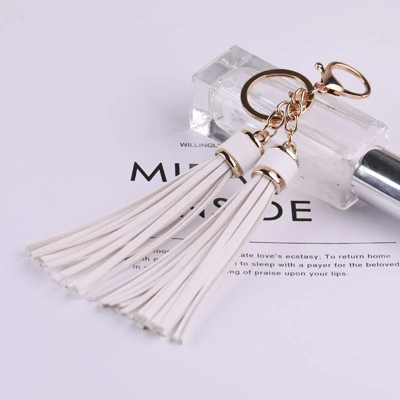 Корейский креативный брелок с кисточкой, подвеска, автомобильный брелок для ключей, женский модный простой брелок для ключей, Индивидуальная сумка, висячие украшения - Цвет: Creamy-white