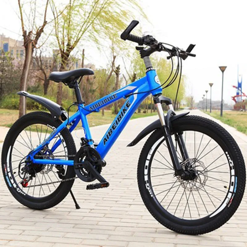 Студент взрослый велосипедный 24-Скорость двух-дисковый тормоз амортизатор с выдвижной ручкой, размером 24 дюйма, сумка для горного велосипеда - Цвет: blue
