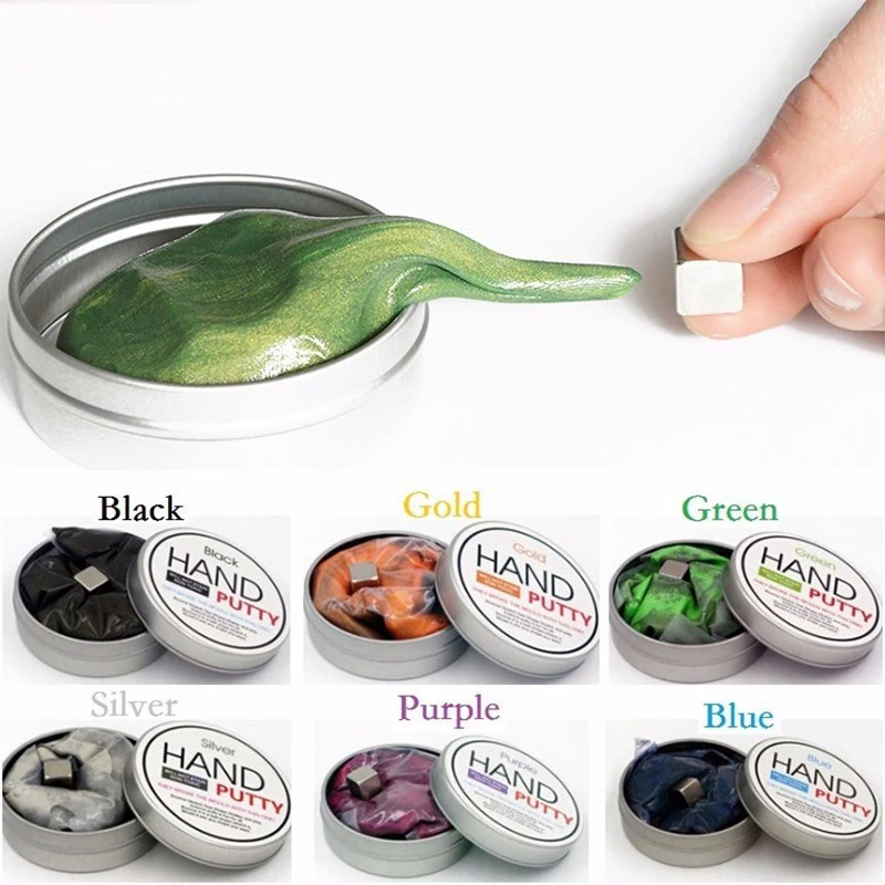6colors Magnetic Rubber Mud Handgum Hand Gum Silly Putty Magnet Clay Magnetic Plasticine Ferrofluid New DIY