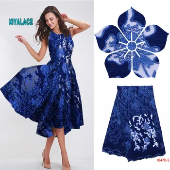

African Lace Fabric 2019 High Quality Nigerian Lace Fabrics Guipure Cord Fabric Embroidery French Velvet tulle Lace YA2413B-1