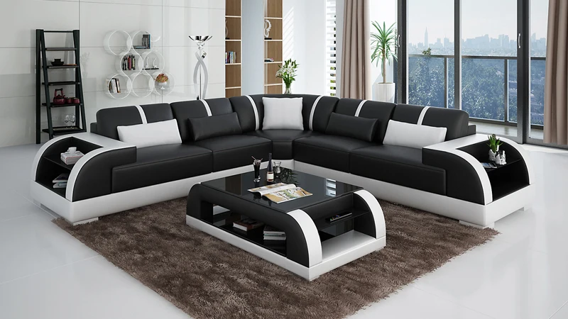 Лучшее качество полный зерна кожаный секционный диван для семьи