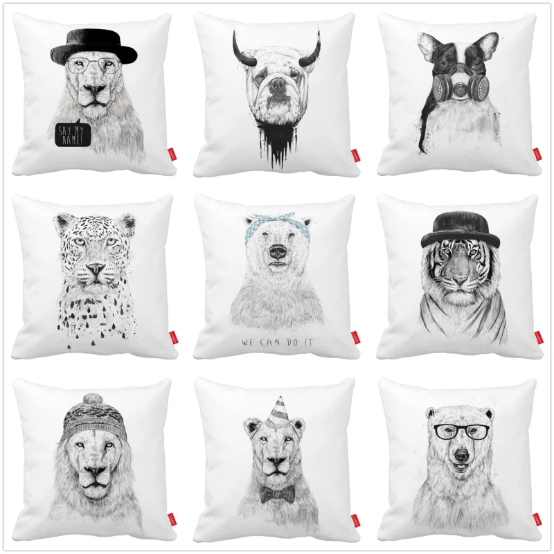 Sketch Black White Hipster Lion Cosplay Print Car Decorative Throw Pillowcase Pillow Case Cushion Cover Sofa Home Decor Sketch Black White Hipster Lion Cosplay Print Car Decorative Throw Pillowcase Pillow Case Cushion Cover Sofa Home Decor