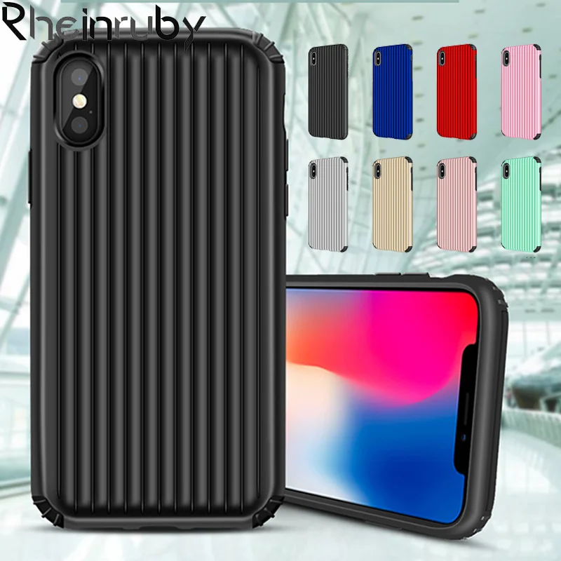 Rheinruby Classic Luggage Case For iPhone X XS XR Max 7 8 Plus 6 6S 2 in 1 Double Protection Suitcase Phone Cover Coque |
