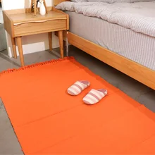 Высокий чистый цвет дизайн tessel край хлопок площадь ковер для прикроватной гостиной tapetes para Каса сала коврик для гостиной