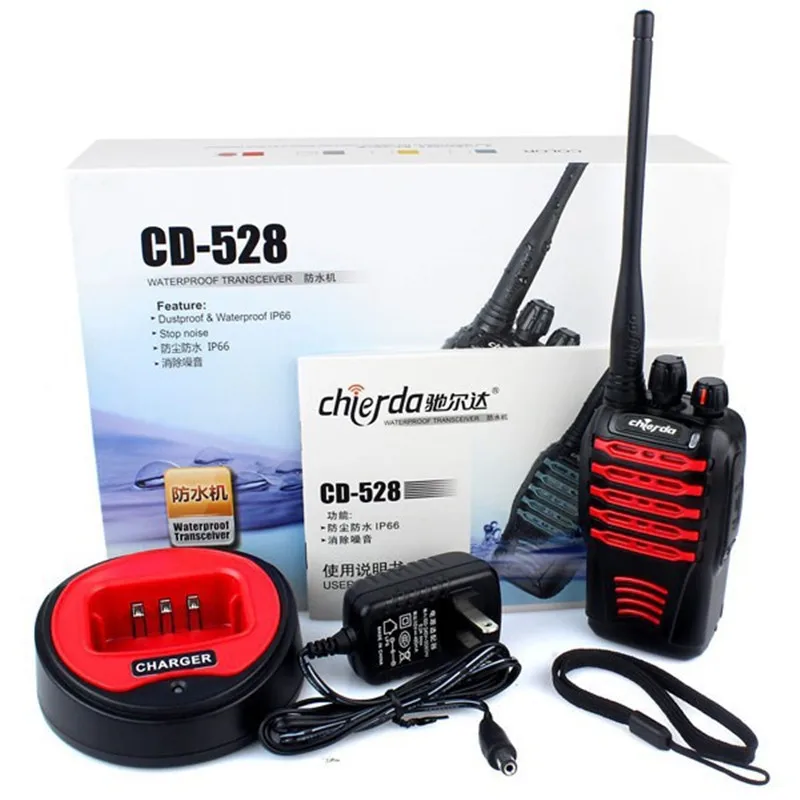 Новый красный приемопередатчик пылезащитный Водонепроницаемый IP66 Двухканальные рации chierda CD-528 UHF 16ch 5 Вт остановить Шум Мониторы