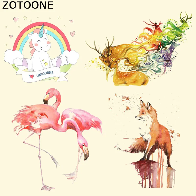 ZOTOONE Утюг на теплопередачи патчи для детей одежда милый Фламинго нашивки в форме единорога DIY полосы аппликация на футболку пользовательские наклейки