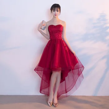 

2019 New Lace Round Neck Slim Cute Floral Long Sweet Princess Short Party Dress